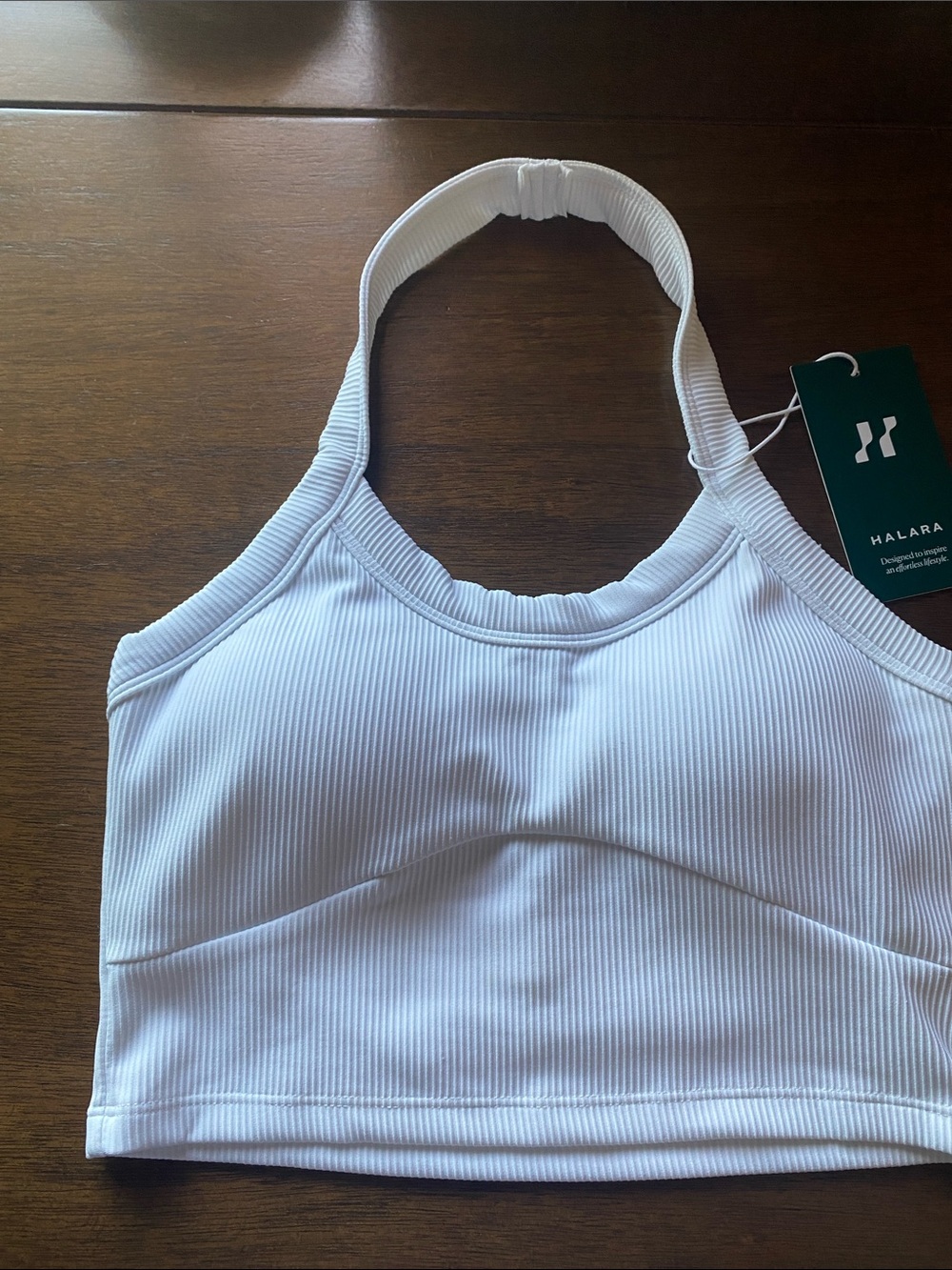 HALARA White Ribbed Halter Sports Bra Size XS - Picture 1 of 15